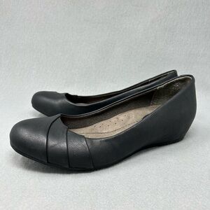 Euro Soft by Sofft Shoe Size 8M Black Faux Leather Flats Comfort Slip On